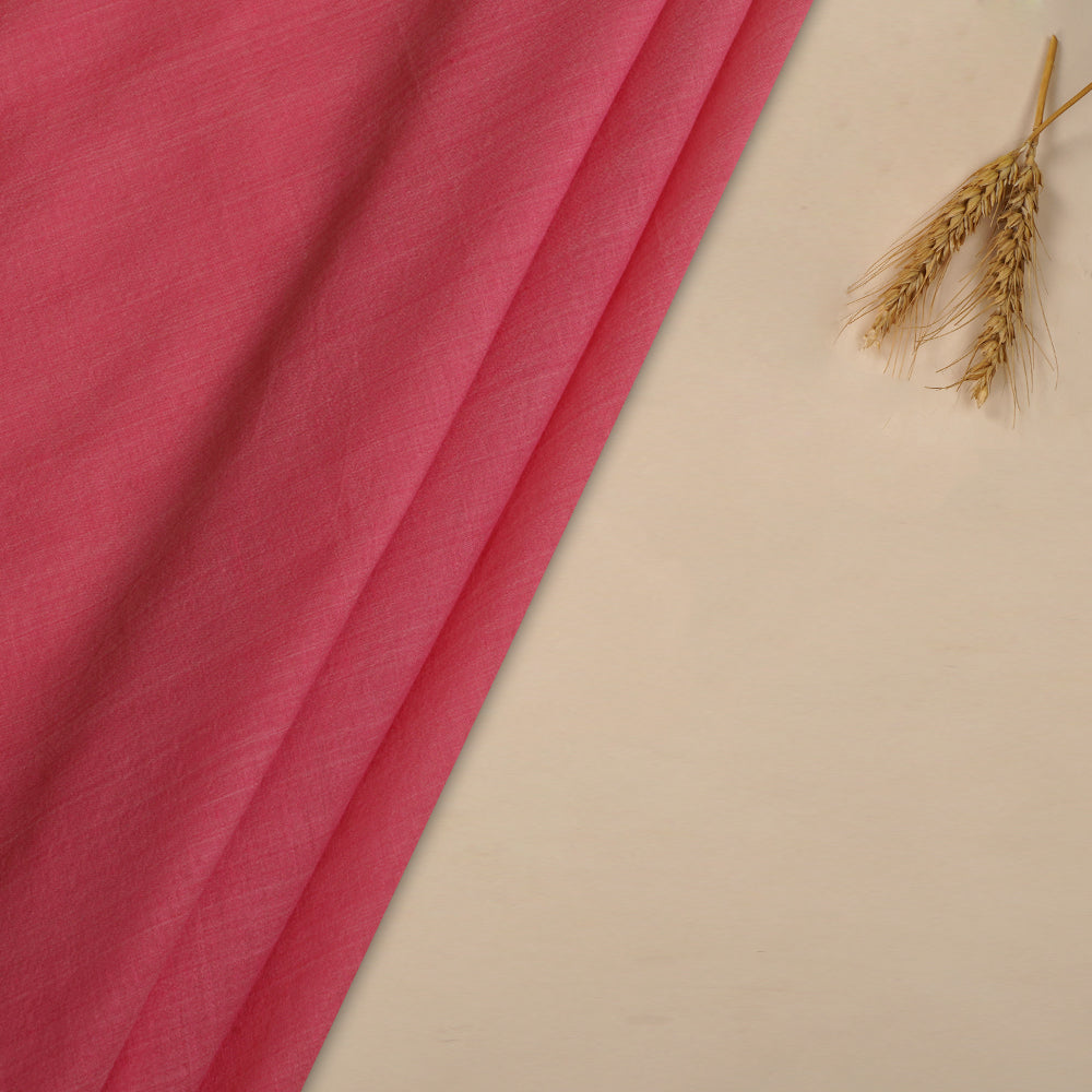 (Pre Cut 5 Mtr Piece) Pink Color Poly Cotton Chanderi Fabric