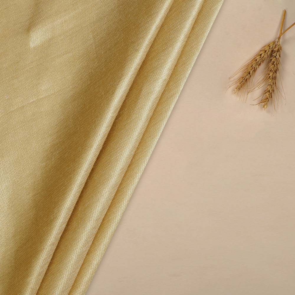 (Pre Cut 3 Mtr Piece) Golden Color Muga Zari Silk Fabric