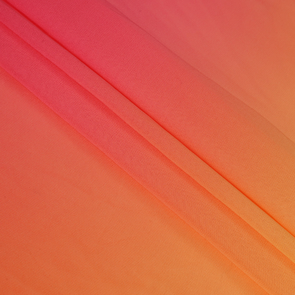 (Pre Cut 4.45 Mtr Piece) Multi Color Ombre Dyed Georgette Silk Fabric