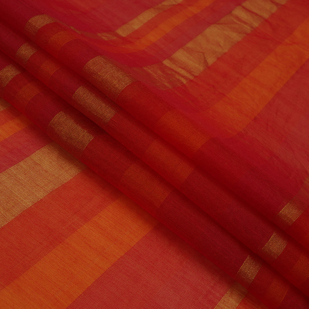 (Pre Cut 1.30 Mtr Piece) Magenta Color Striped Silk Cotton Fabric