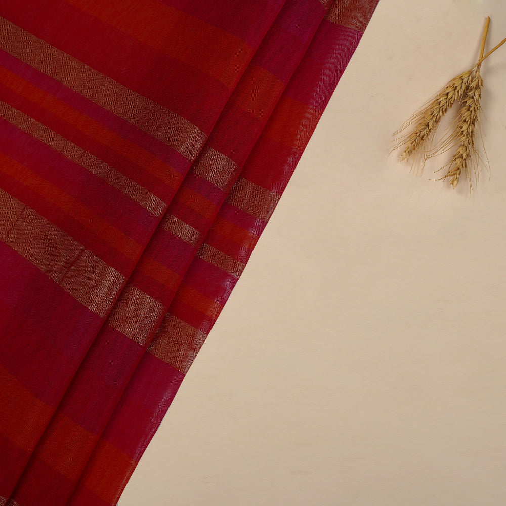 (Pre Cut 3.45 Mtr Piece) Multi Color Striped Cotton Silk Fabric