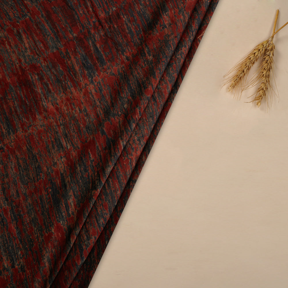 (Pre Cut 3 Mtr Piece) Multi Color Handcrafted Ajrak Printed Natural Dye Silk Fabric