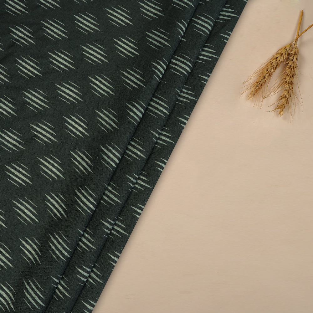 (Pre Cut 3.60 Mtr Piece) Black Color Digital Printed Linen Excel Fabric