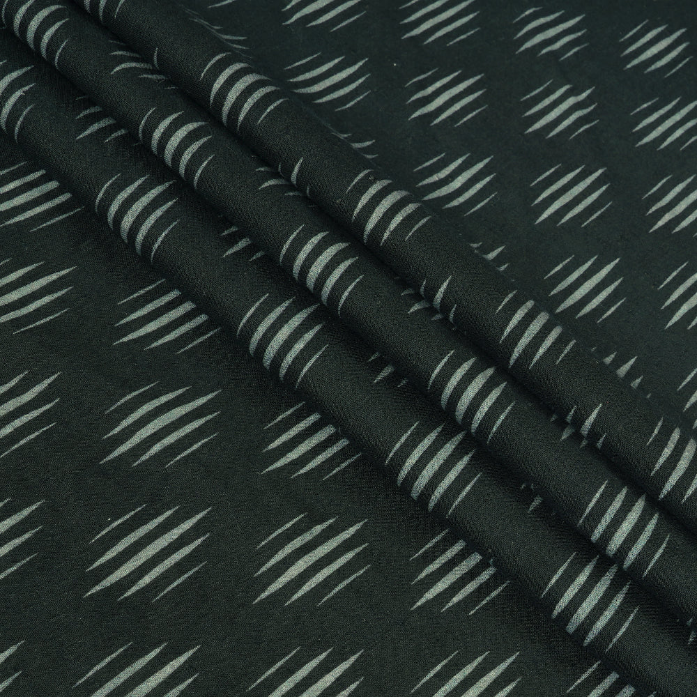 (Pre Cut 3.60 Mtr Piece) Black Color Digital Printed Linen Excel Fabric