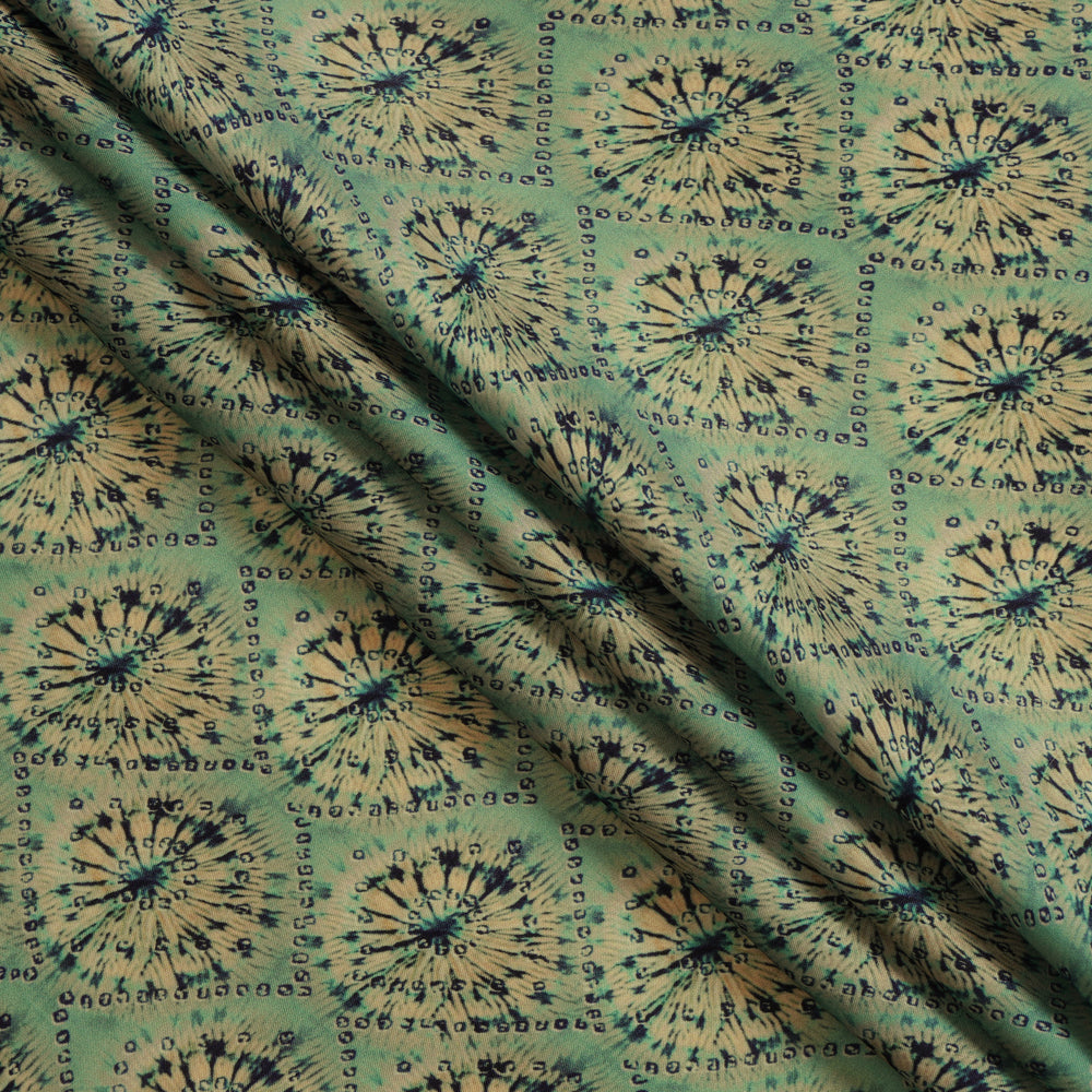 (Pre Cut 3.70 Mtr Piece) Multi Color Digital Printed Bemberg Satin Fabric