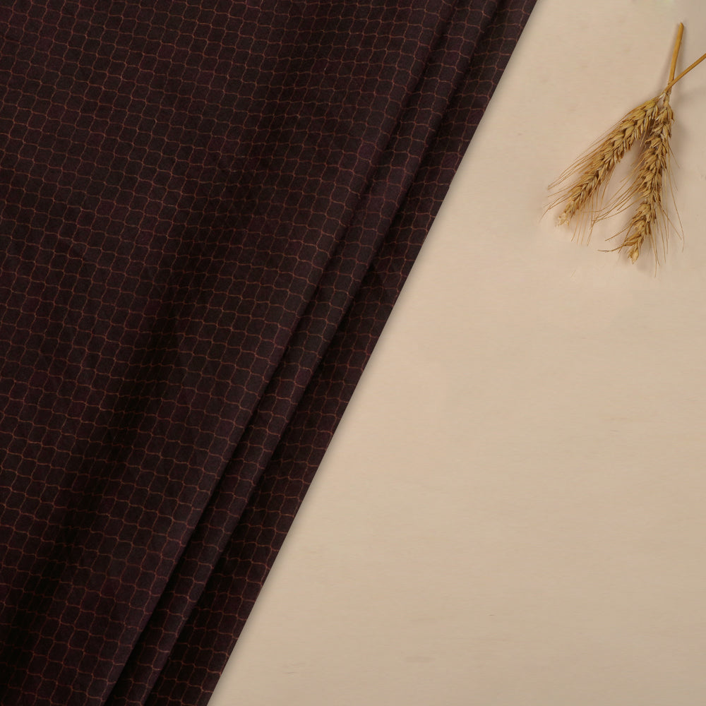(Pre Cut 3.65 Mtr Piece) Raisin Purple Color Digital Printed Pure Chanderi Fabric