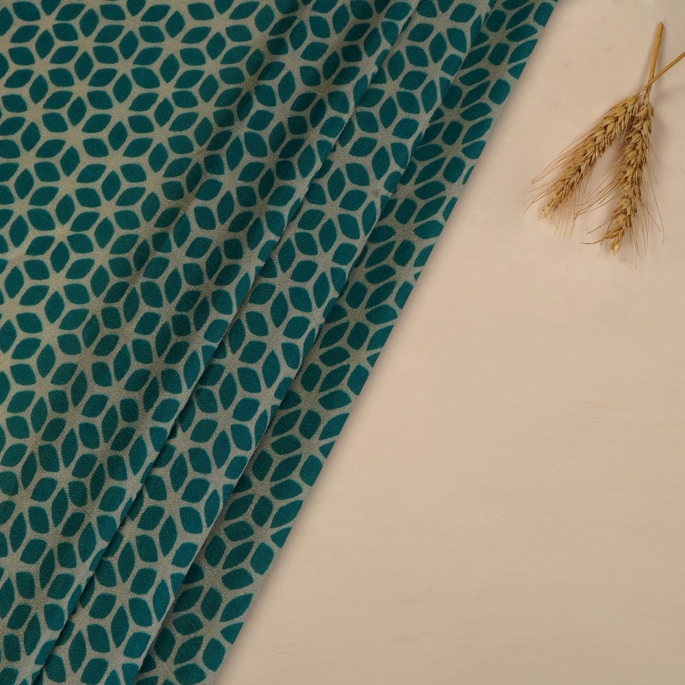 (Pre Cut 3.80 Mtr Piece) Beige Color Digital Printed Bemberg Modal Fabric