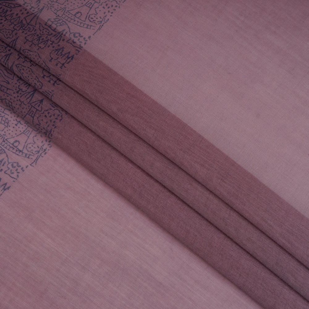 (Pre-Cut 4 Mtr) Salmon-Lilac Color Color Ombre Dyed Printed Pure Chanderi Fabric