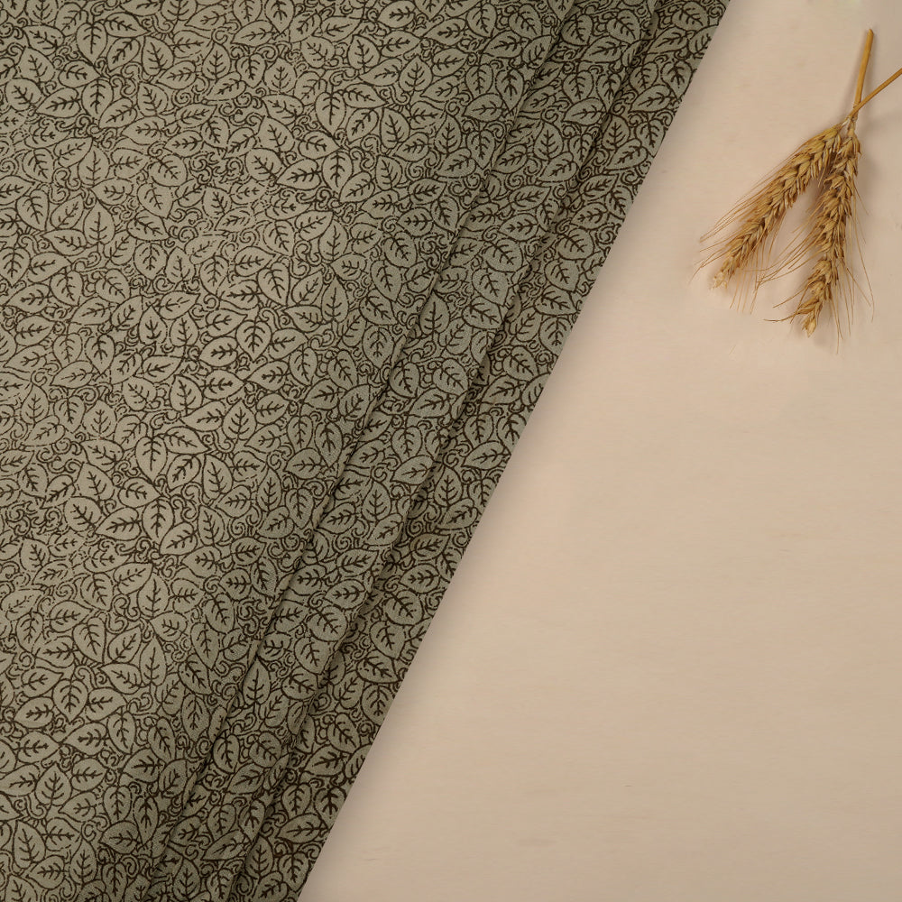 (Pre-Cut 2.55 Mtr) Light Brown Color Printed Pure Chanderi Fabric