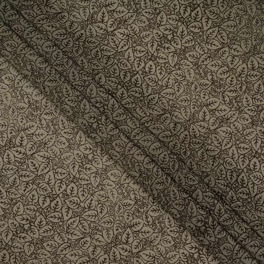 (Pre-Cut 2.55 Mtr) Light Brown Color Printed Pure Chanderi Fabric