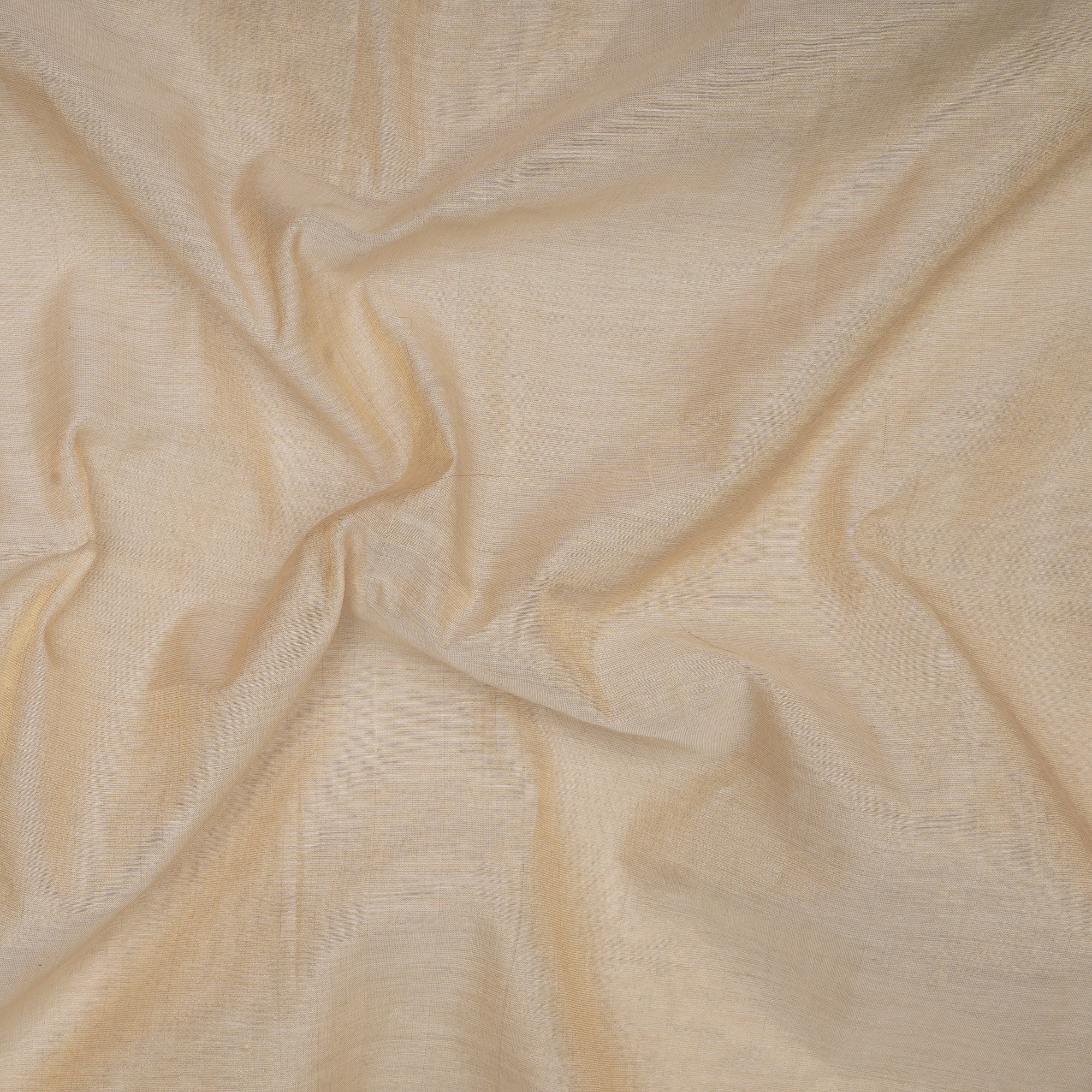 (Pre-Cut 1.90 Mtr) Cream Color Tissue Silk Cotton Fabric
