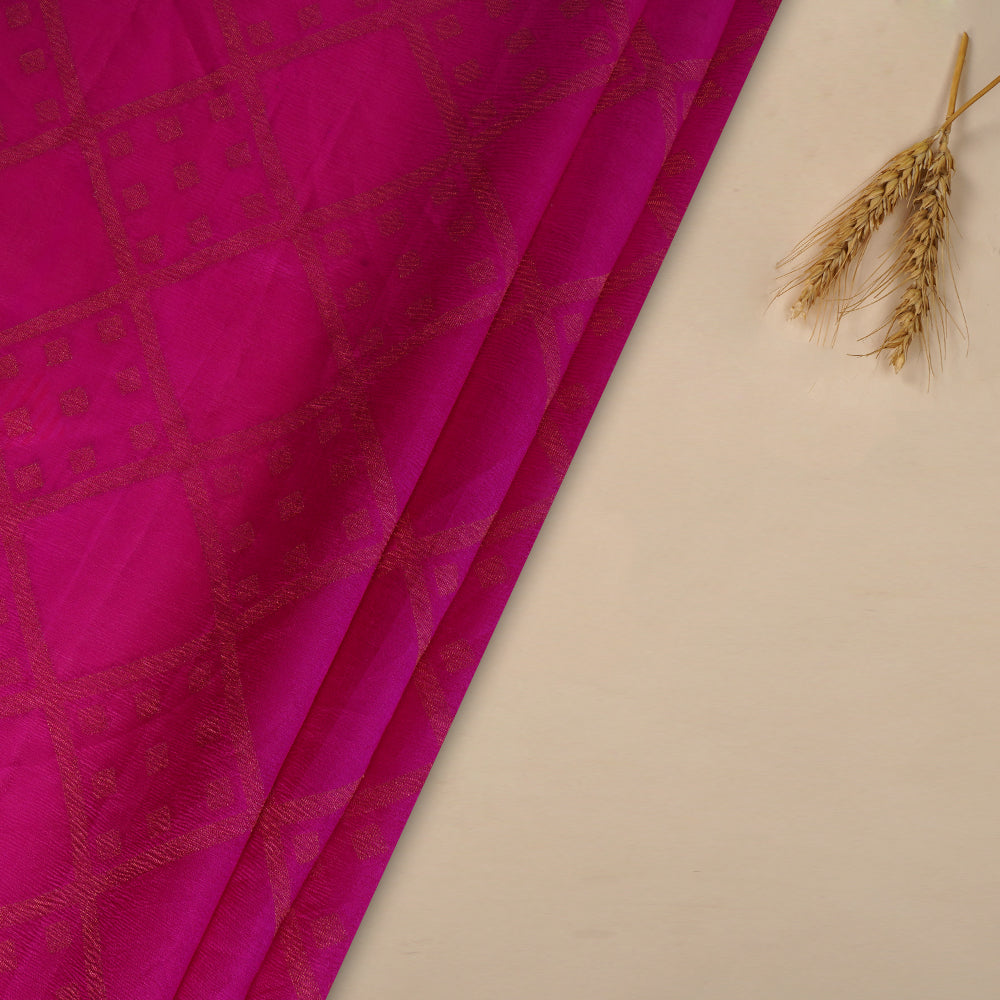 (Pre Cut 4.40 Mtr Piece) Purple Color Handwoven Dupion Brocade Silk Fabric