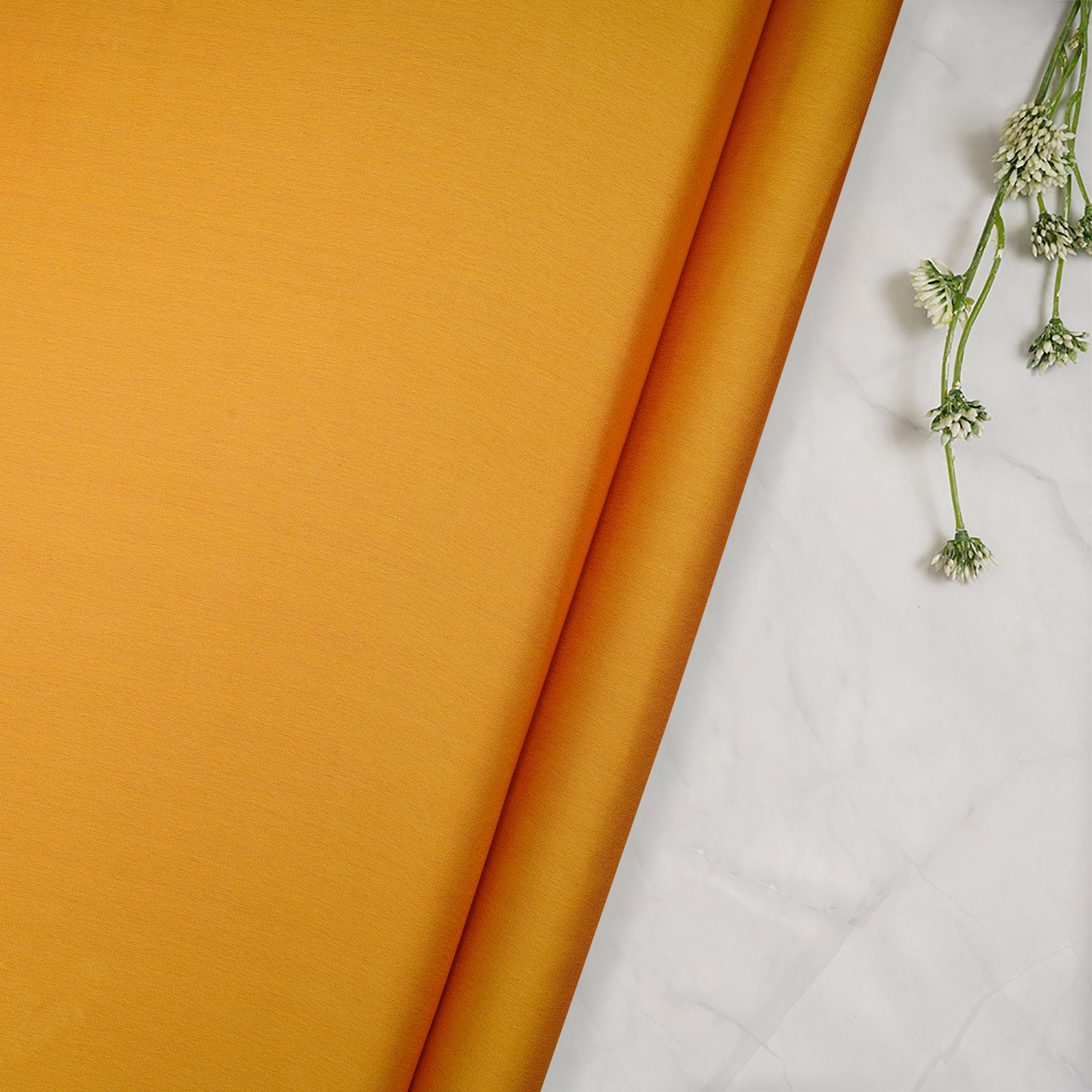 (Pre Cut 2.30 Mtr Piece) Mustard Color Georgette Satin Silk Fabric