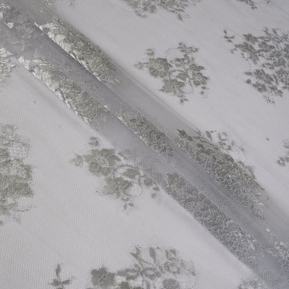 (Pre Cut 3.60 Mtr piece) Grey Color Fancy Nylon Net Fabric
