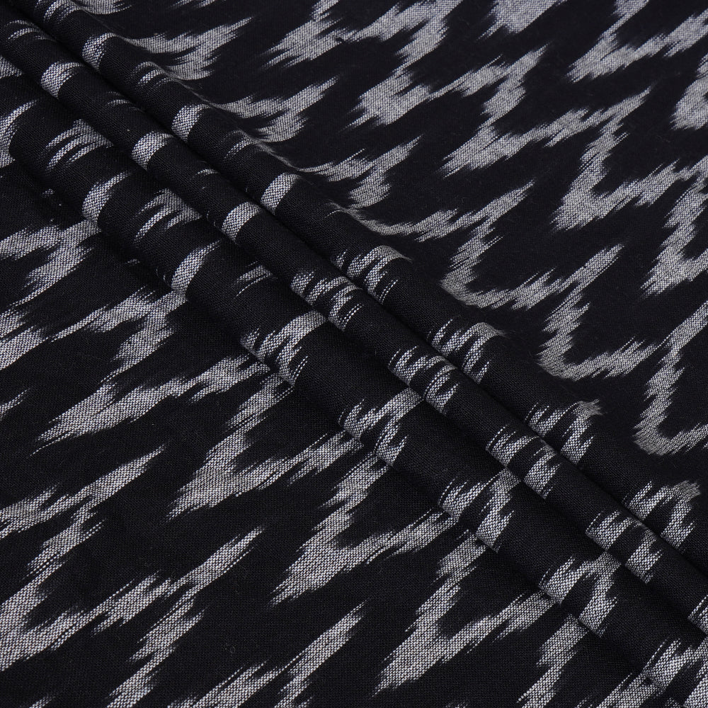 (Pre Cut 2.20 Mtr Piece) Black Color Handwoven Cotton Ikat Fabric