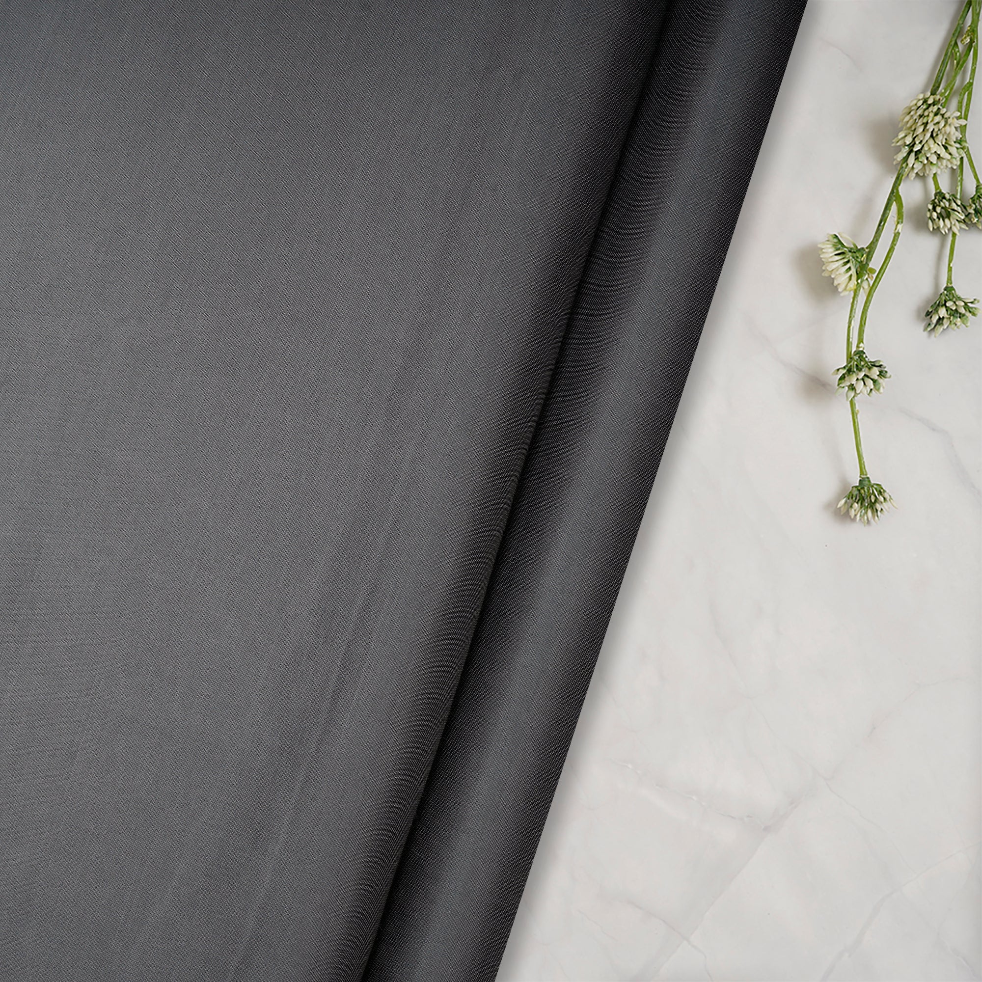 (Pre-Cut 1.50 Mtr) Charcoal Color Modal Satin Bemberg Fabric