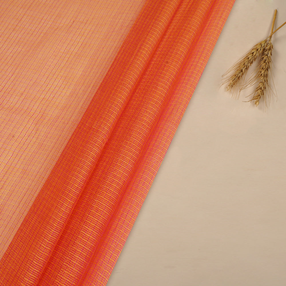 (Pre Cut 2.45 Mtr Piece) Multi Color Handwoven Kota Silk Fabric with Zari Border
