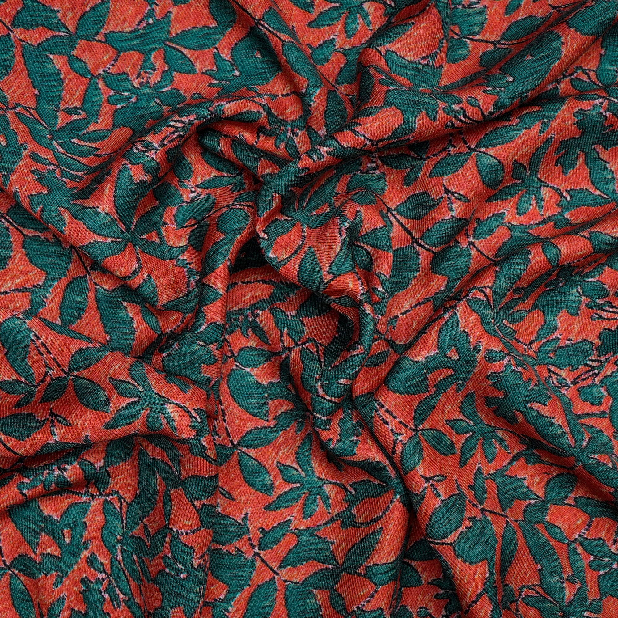 (Pre Cut 1.95 Mtr Piece) Multi Color Digital Printed Modal Satin Dubby Fabric