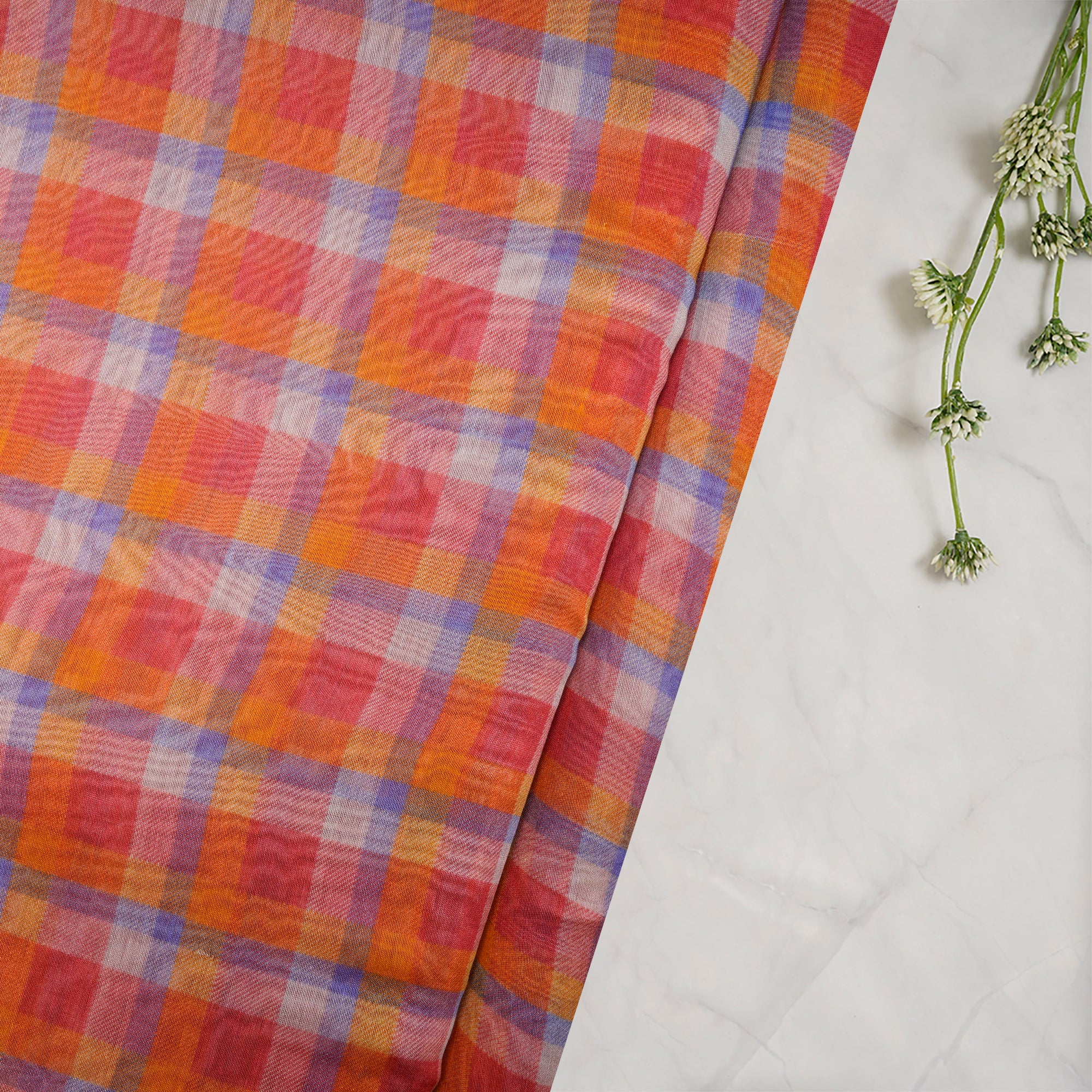 (Pre-Cut 2.80 Mtr) Multi Color Digital Printed Pure Chanderi Fabric