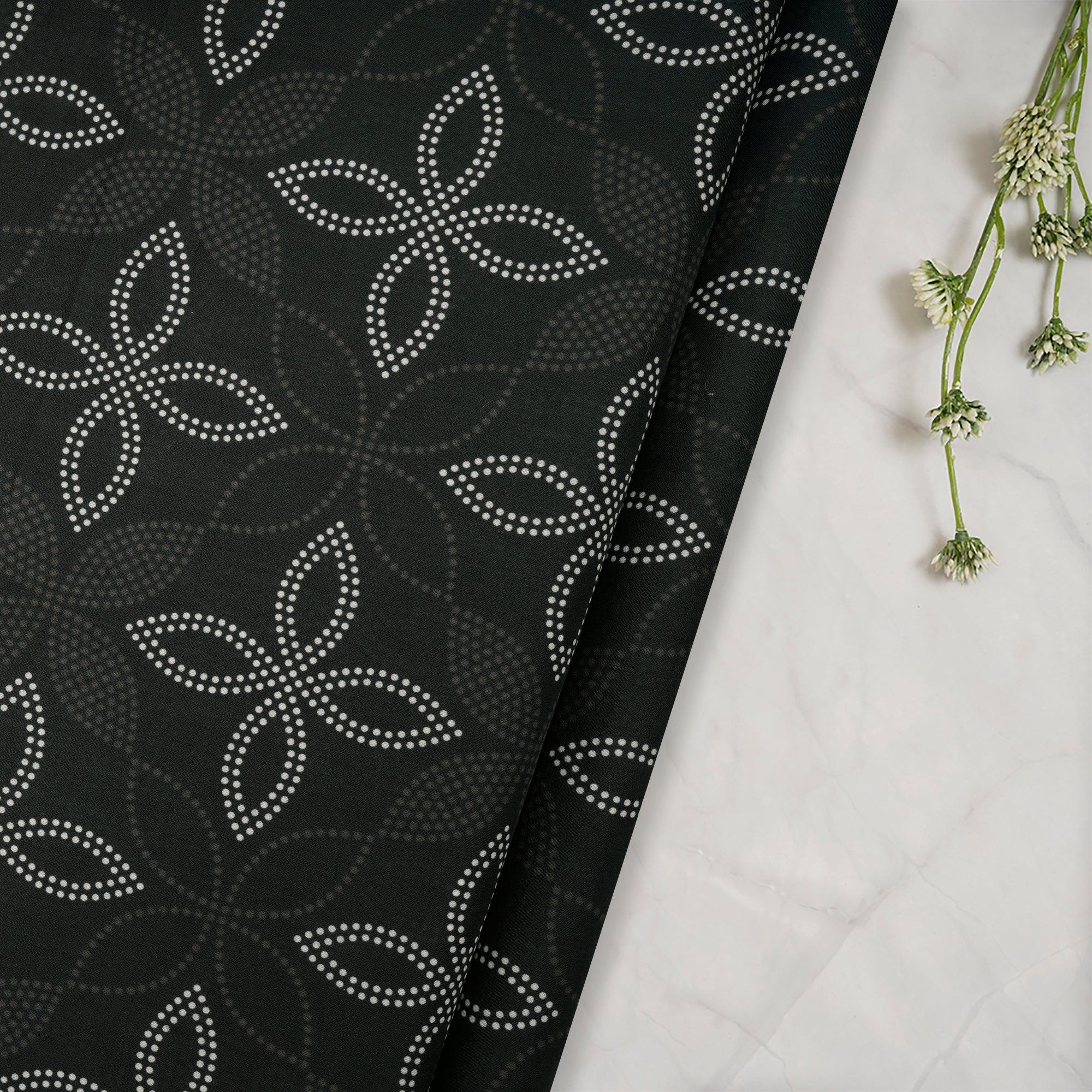 (Pre Cut 1.60 Mtr Piece) Seaweed Color Digital Printed Pure Cotton Lawn Fabric