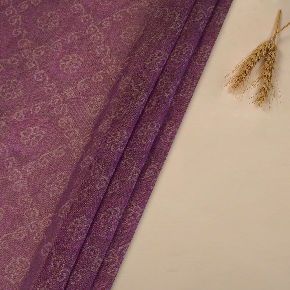 (Pre Cut 1.40 Mtr Piece) Purple Color Digital Printed Tissue Chanderi Fabric