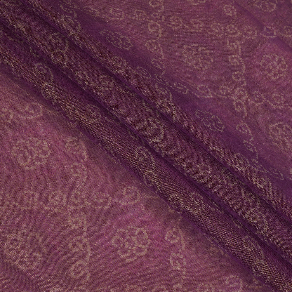 (Pre Cut 1.40 Mtr Piece) Purple Color Digital Printed Tissue Chanderi Fabric
