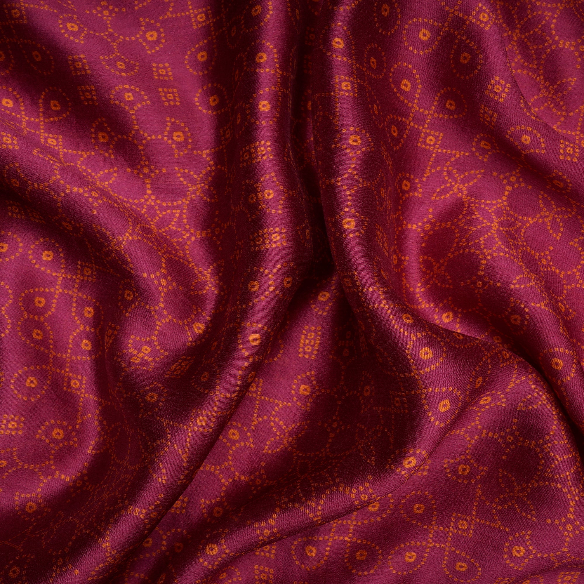 (Pre Cut 2.10 Mtr Piece) Pink Color Digital Printed Silk Fabric
