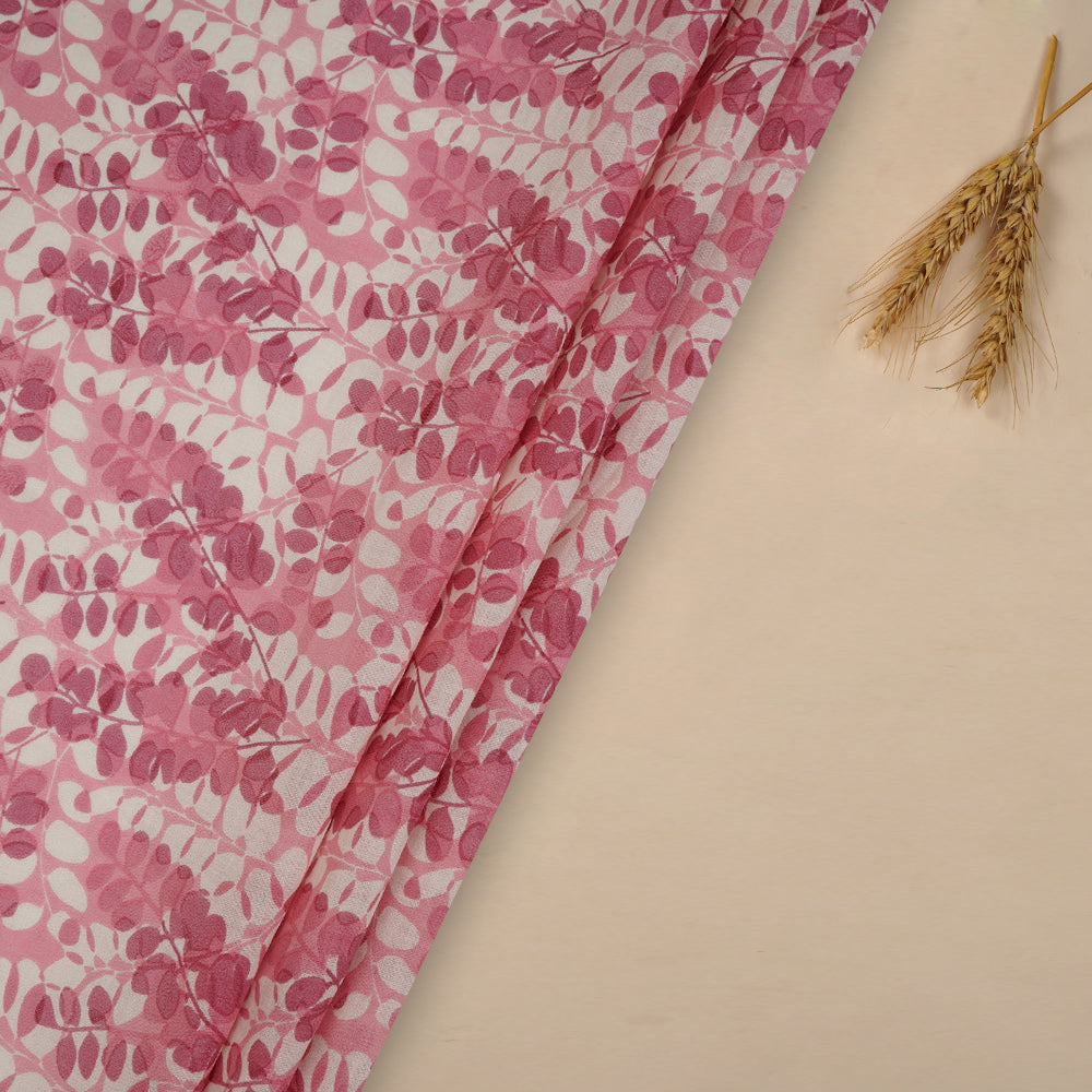 (Pre-Cut 1.55 Mtr) Pink Color Printed Tussar Chanderi Fabric