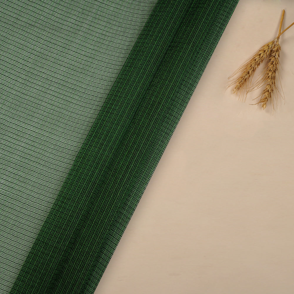 (Pre-Cut 2.90 Mtr) Green Color Yarn Dyed Tussar Kota Silk Fabric