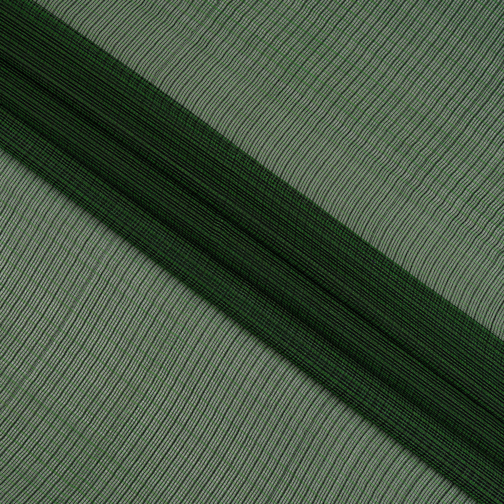 (Pre-Cut 2.90 Mtr) Green Color Yarn Dyed Tussar Kota Silk Fabric