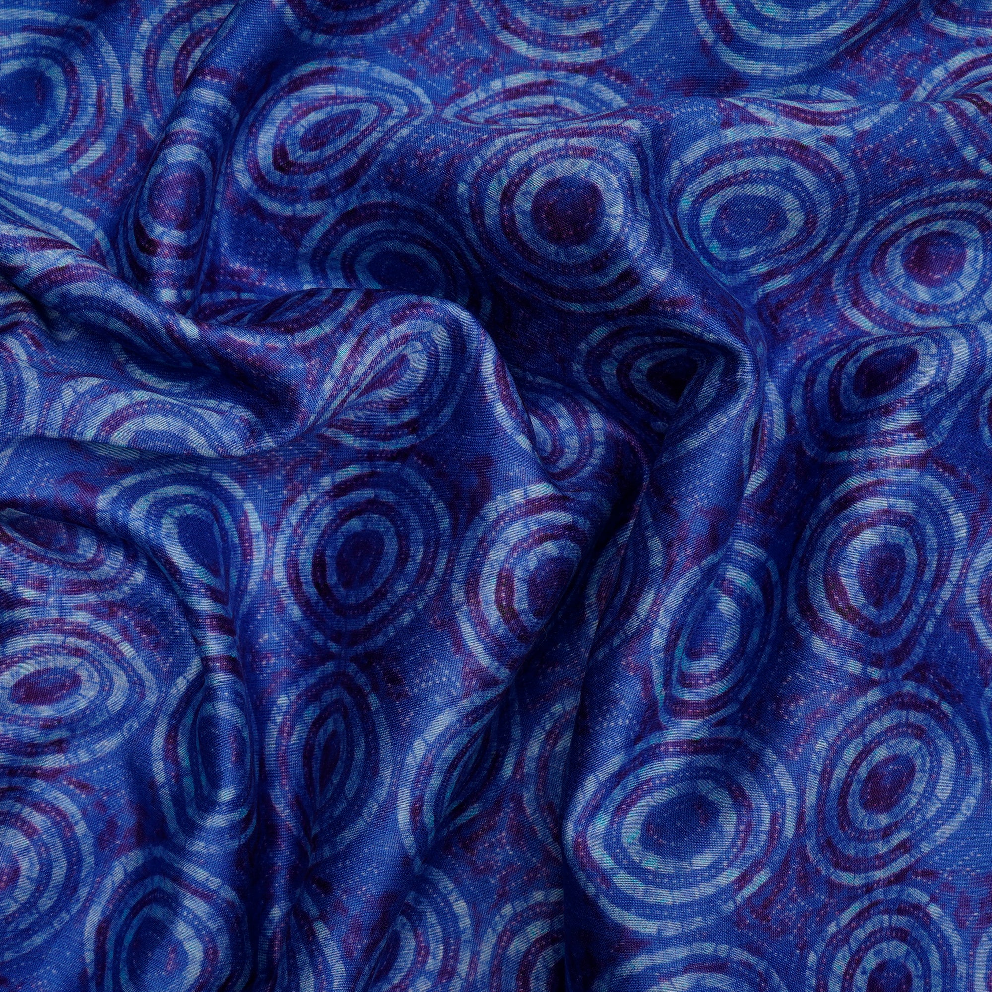 (Pre-Cut 3.30 Mtr) Blue Color Digital Printed Pure Chanderi Fabric