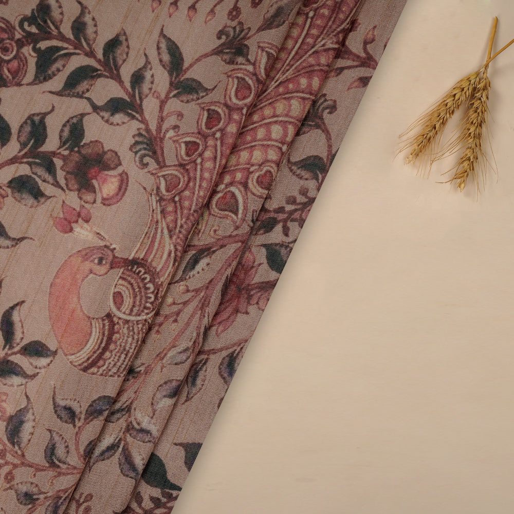 (Pre-Cut 1.20 Mtr) Blush Pink Color Digital Printed Silk Fabric