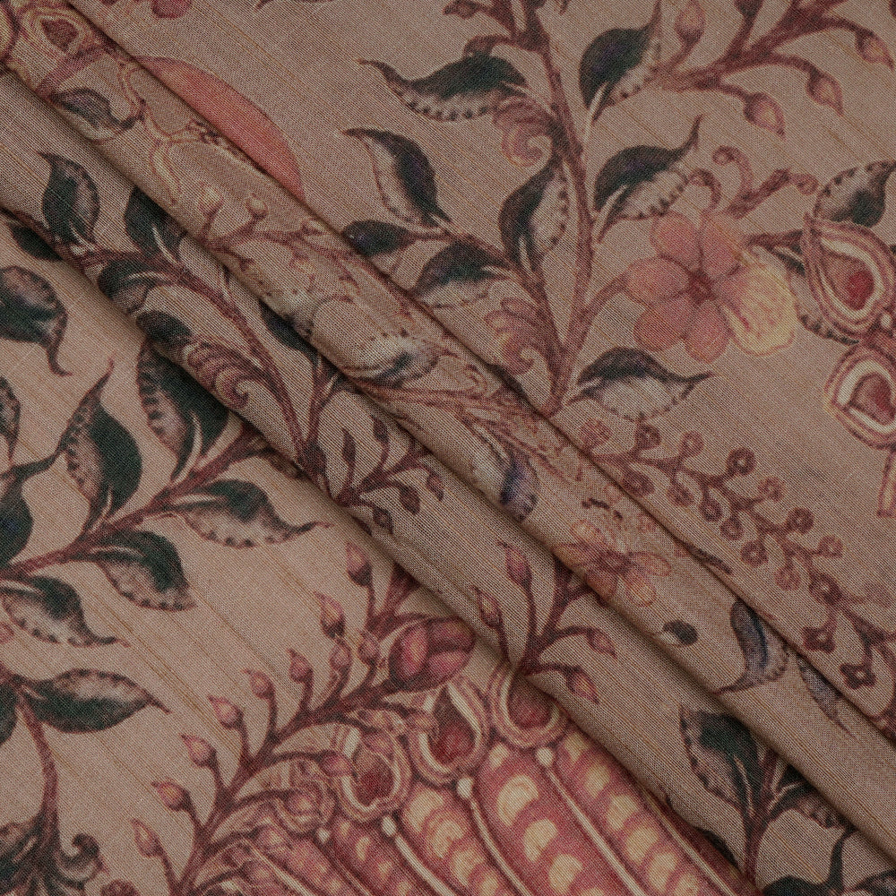 (Pre-Cut 1.20 Mtr) Blush Pink Color Digital Printed Silk Fabric
