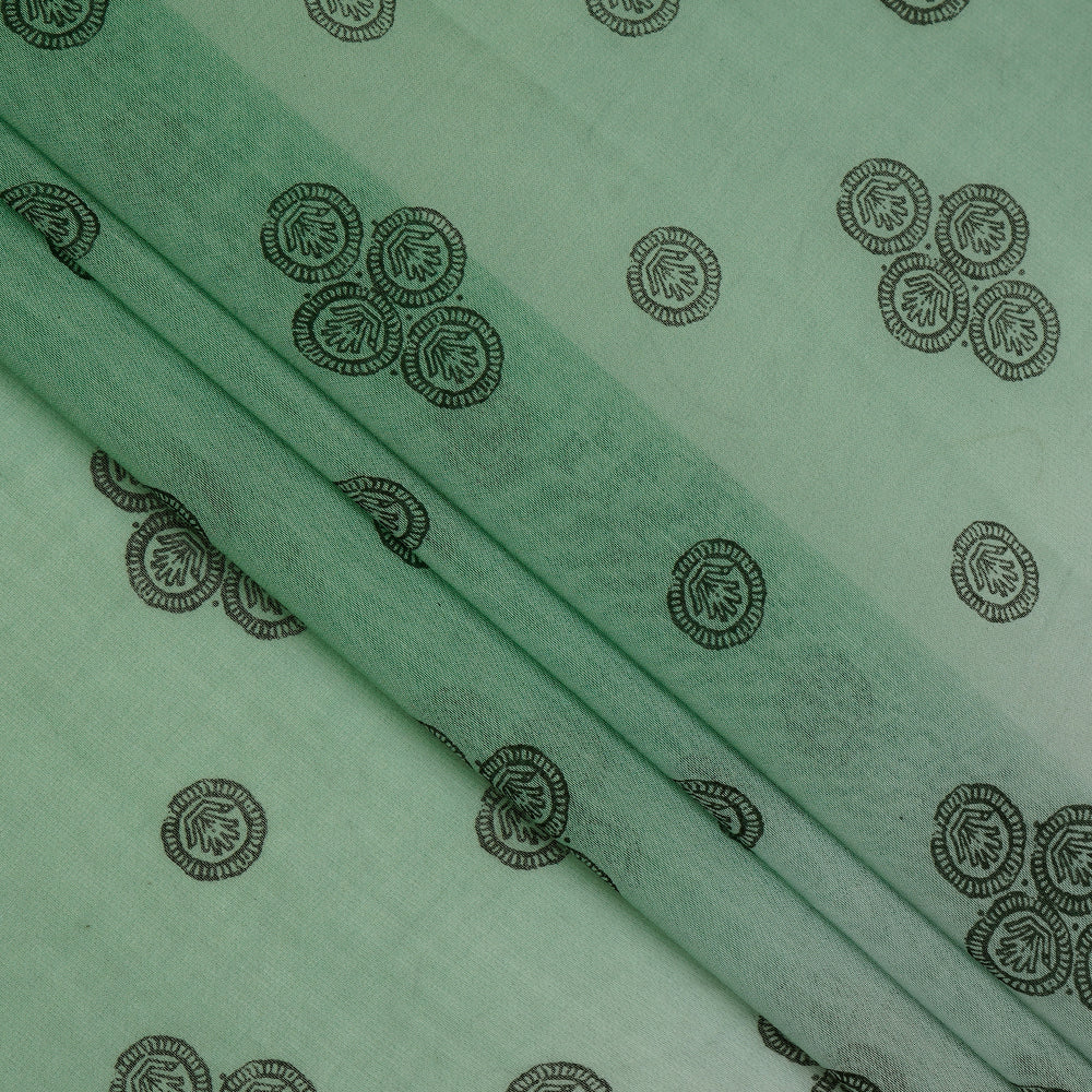 (Pre-Cut 2.40 Mtr) Green Color Ombre Dyed Printed Pure Chanderi Fabric
