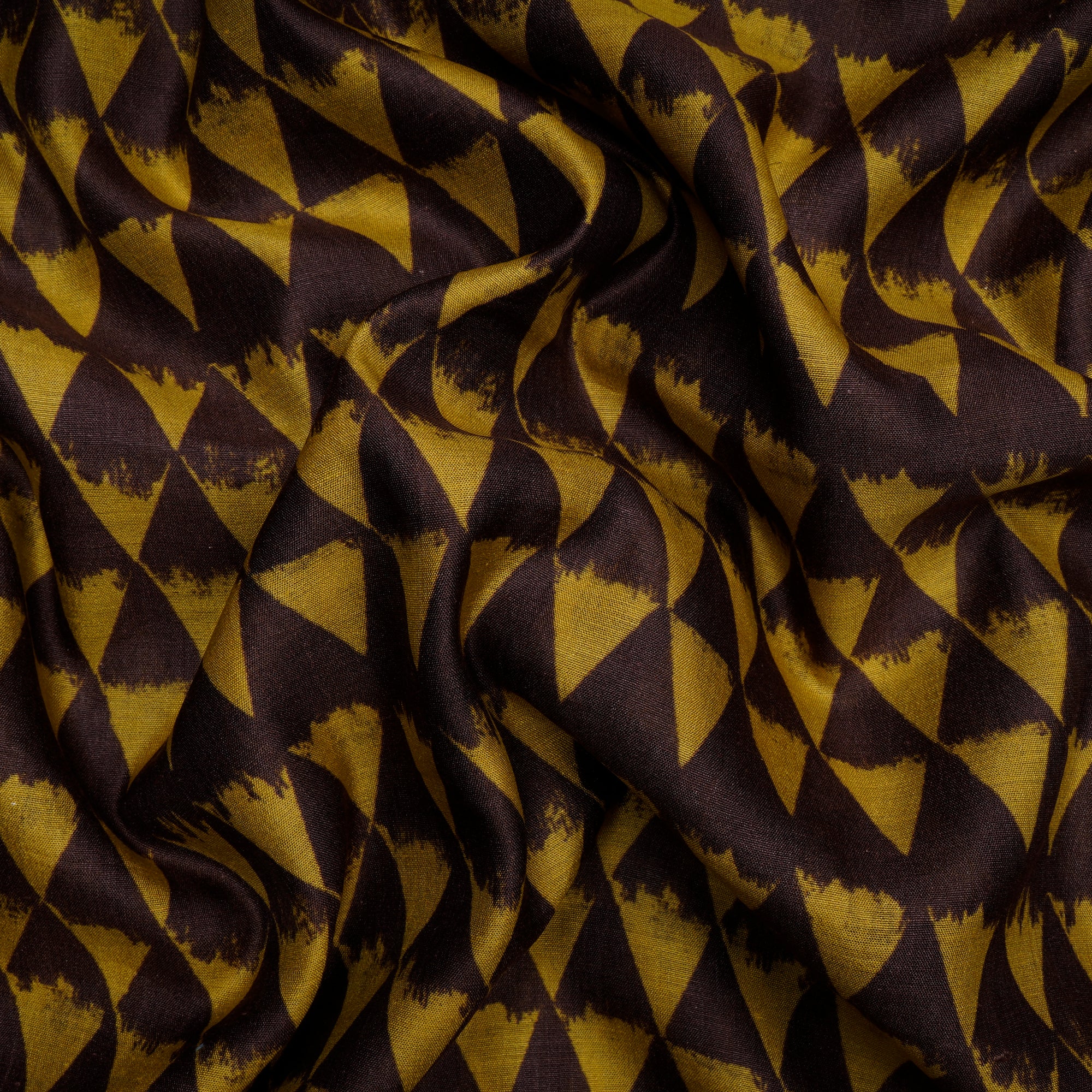 (Pre-Cut 3.30 Mtr) Brown-Yellow Color Digital Printed Silk Fabric