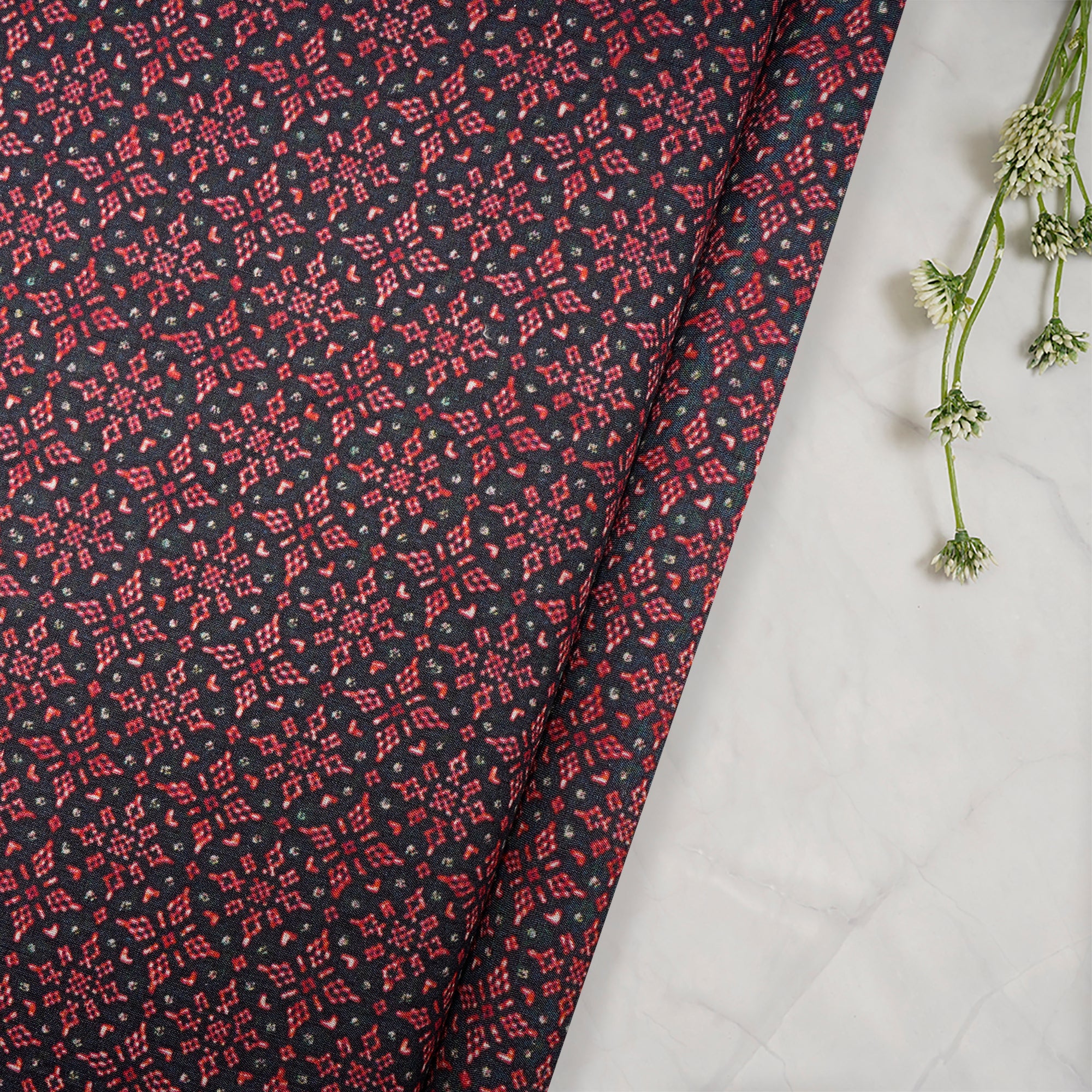 (Pre-Cut 4 Mtr) Multi Color Digital Printed Silk Fabric