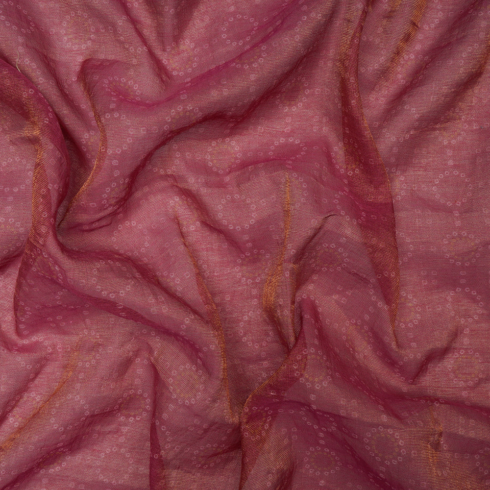 (Pre-Cut 1.05 Mtr) Pink Color Digital Printed Tissue Chanderi Fabric