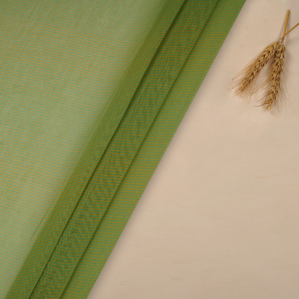 (Pre-Cut 2.90 Mtr) Green Color Digital Printed Pure Chanderi Fabric