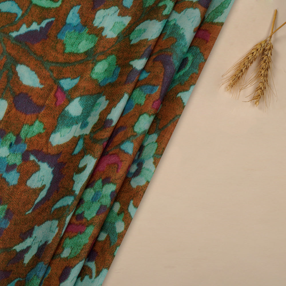 (Pre-Cut 3 Mtr) Multi Color Printed Modal Satin Fabric