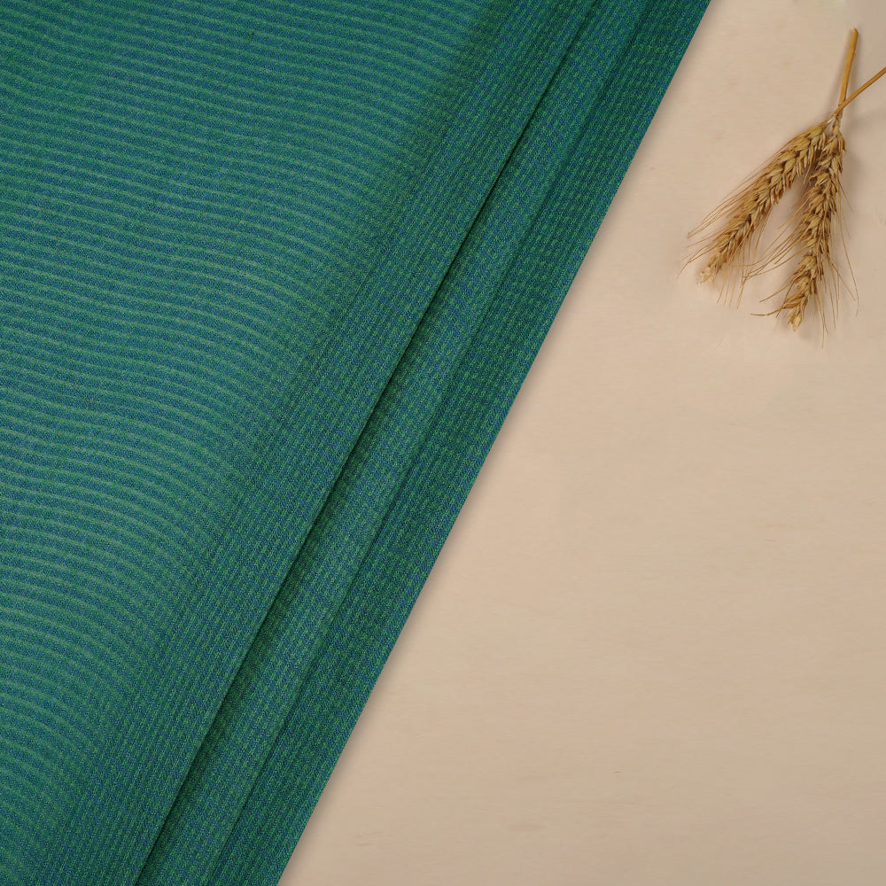 (Pre-Cut 3.35 Mtr ) Blue-Green Color Natural Silk Fabric