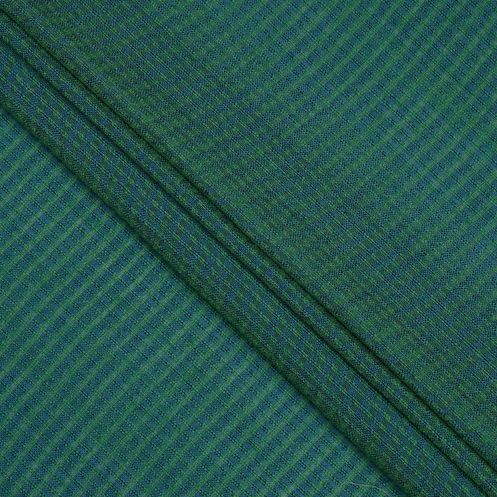 (Pre-Cut 3.35 Mtr ) Blue-Green Color Natural Silk Fabric