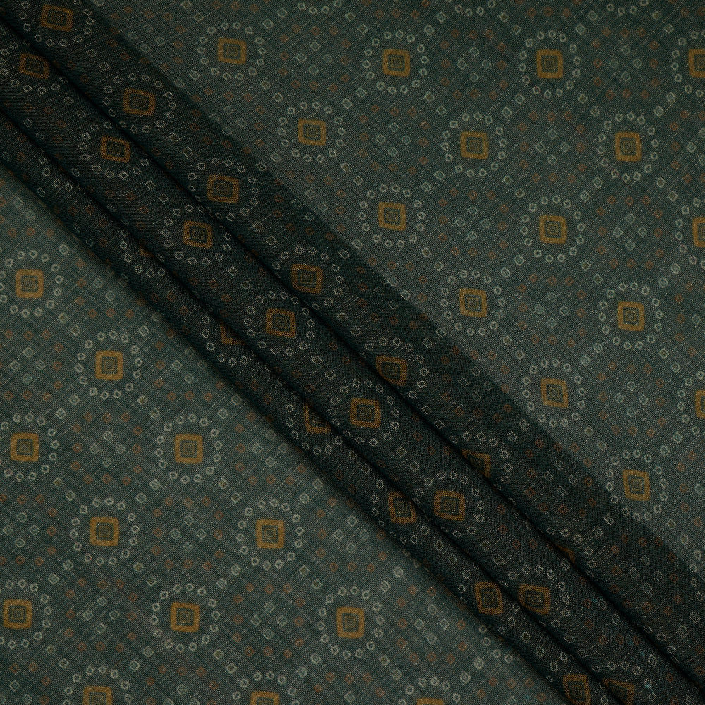 (Pre-Cut 1.50 Mtr ) Moss Color Digital Printed Tissue Chanderi Fabric
