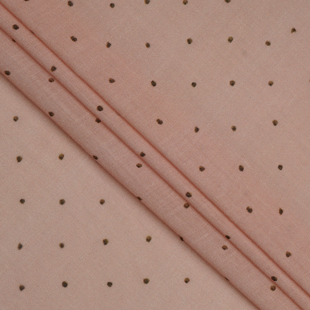 (Pre-Cut 0.70 Mtr ) Peach Color Digital Printed Ramie Tencel Fabric