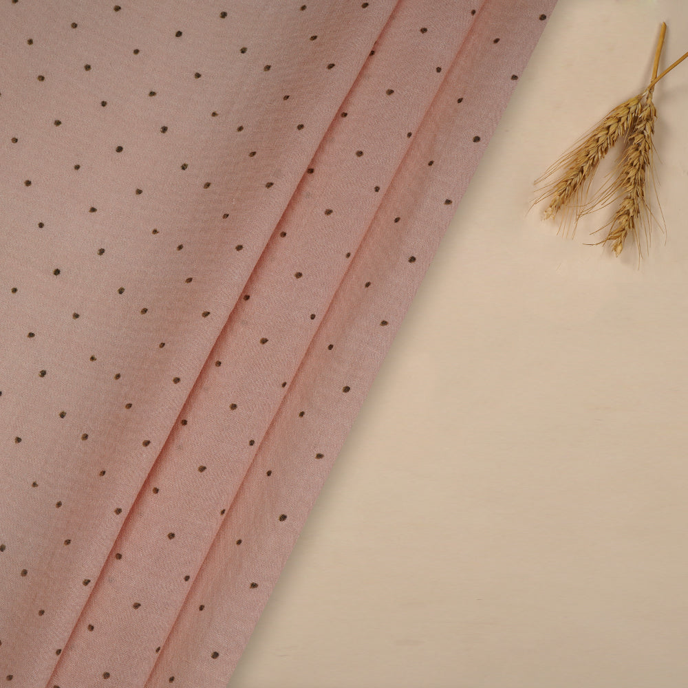 (Pre-Cut 3.30 Mtr ) Peach Color Digital Printed Ramie Tencel Fabric