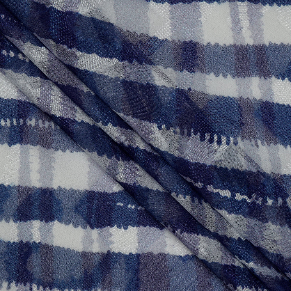 (Pre-Cut 2.90 Mtr ) Blue Color Digital Printed Bemberg Fabric