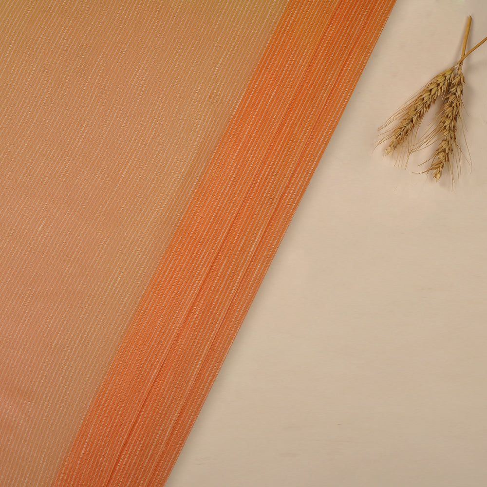 (Pre-Cut 4 Mtr ) Yellow-Orange Color Ombre Dyed Linen Silk Dobby Fabric