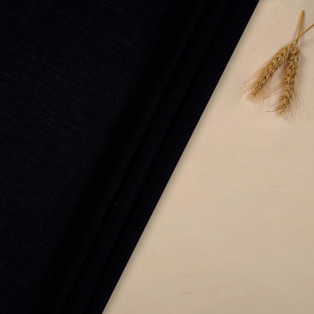 (Pre-Cut 2.95 Mtr ) Black Color Plain Cotton Flax Fabric