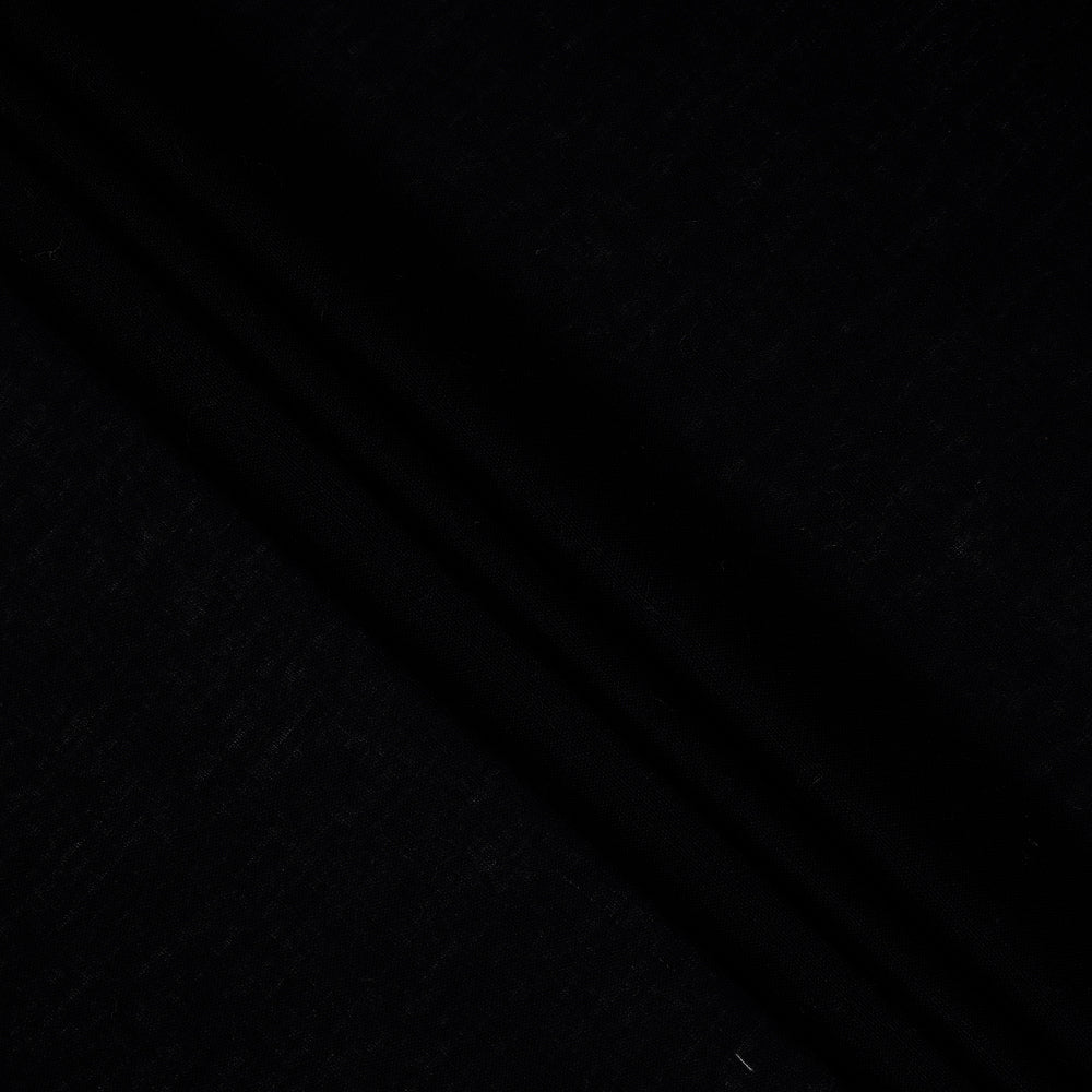 (Pre-Cut 2.95 Mtr ) Black Color Plain Cotton Flax Fabric