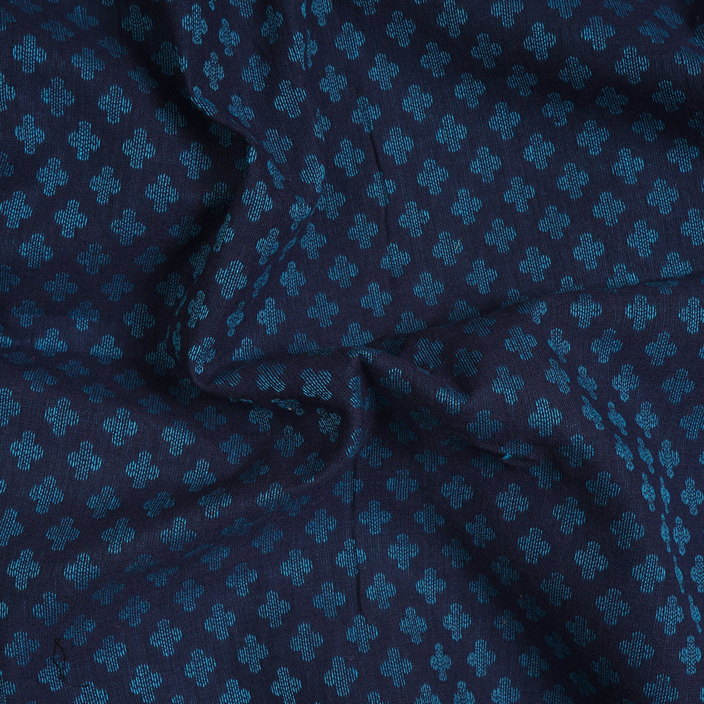 (Pre-Cut 1.65 Mtr) Blue Color Cotton Dobby Fabric