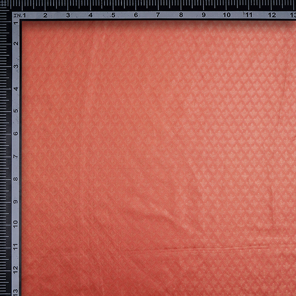 (Pre-Cut 1.05 Mtr) Peach Color Handwoven Brocade Silk Fabric